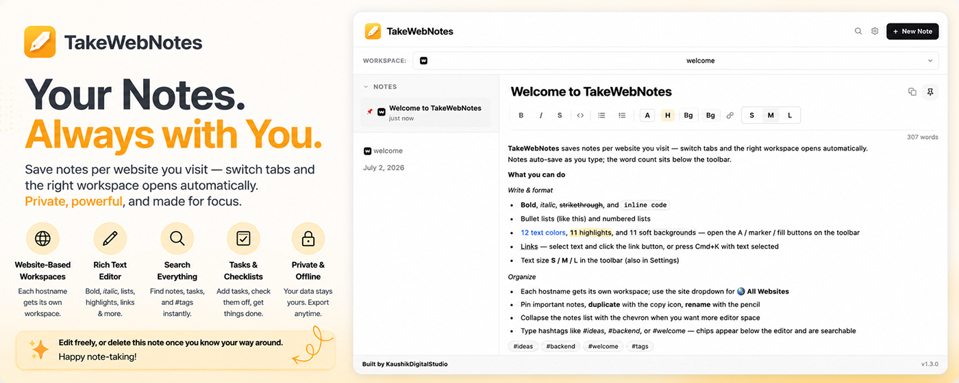 TakeWebNotes Extension